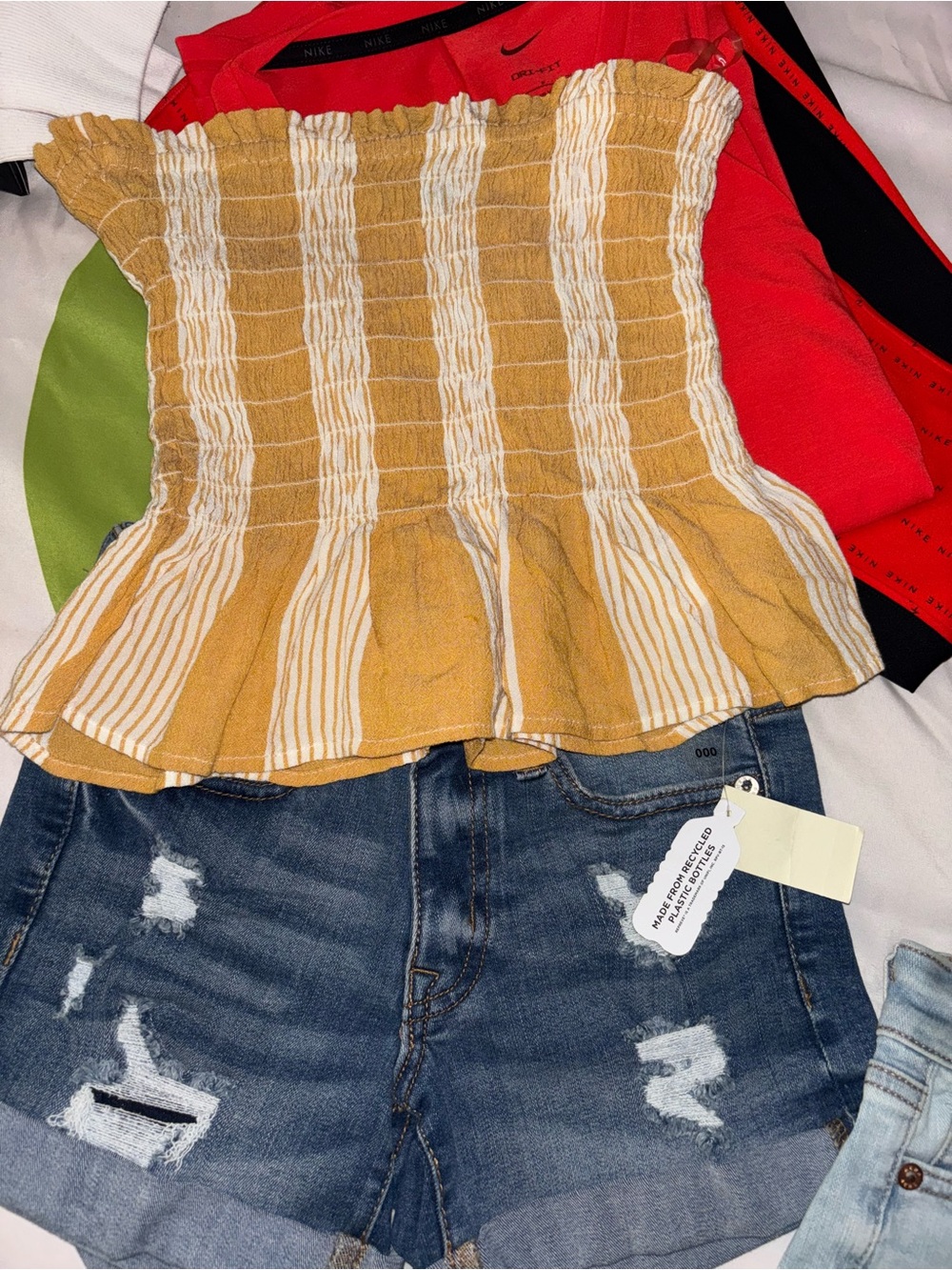 American eagle Fresh Mustard and White Striped Tube Top Aeropostale shorts